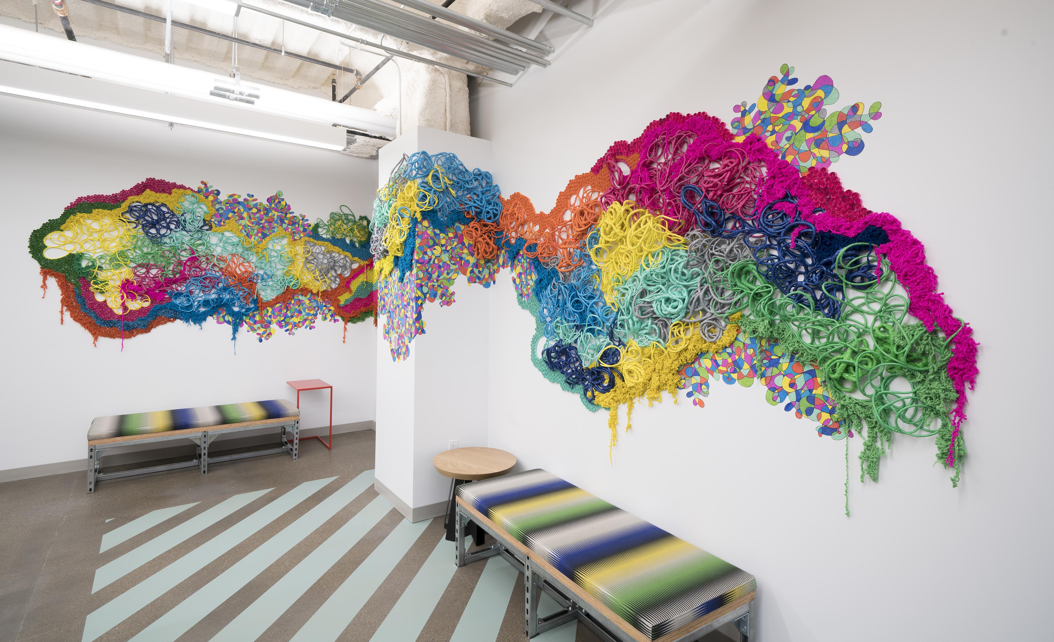   3 sentences that sums up the concept of your work (what do you want the FB community to know about your work the most?):   I make installations that are relentlessly about process. In this piece, tangles, scribbles and meandering lines are the result of